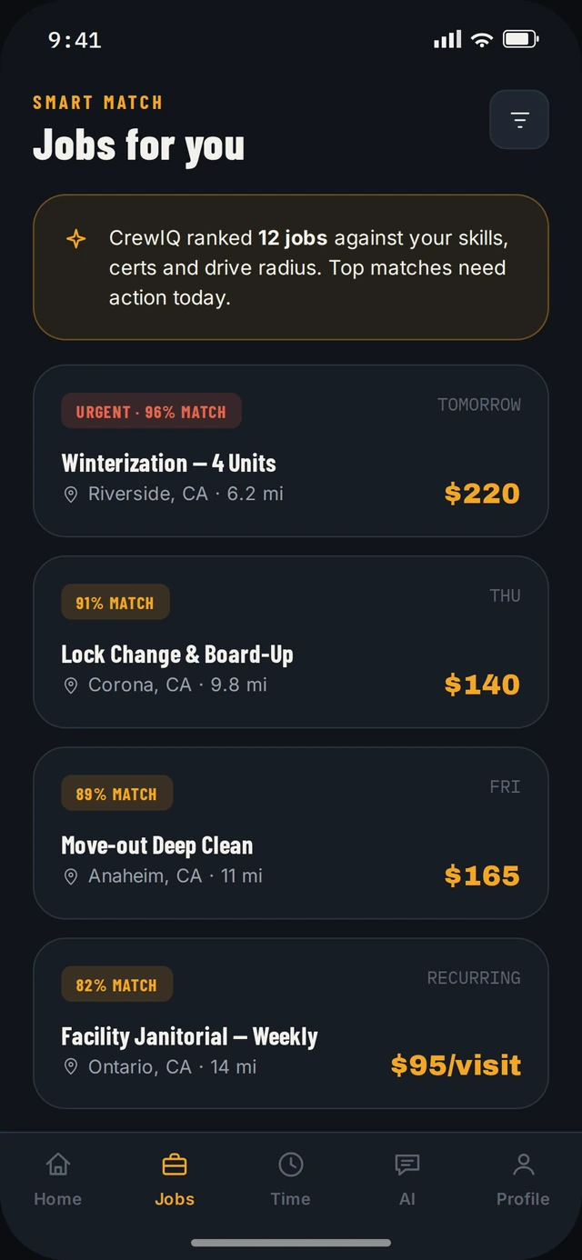 CrewIQ — Smart Match job feed