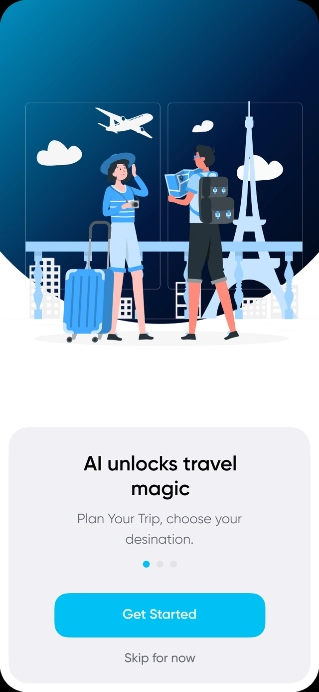 ZipTrip — Onboarding — AI trip planning