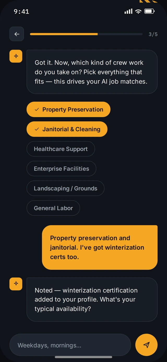 CrewIQ — AI onboarding — skills & certs